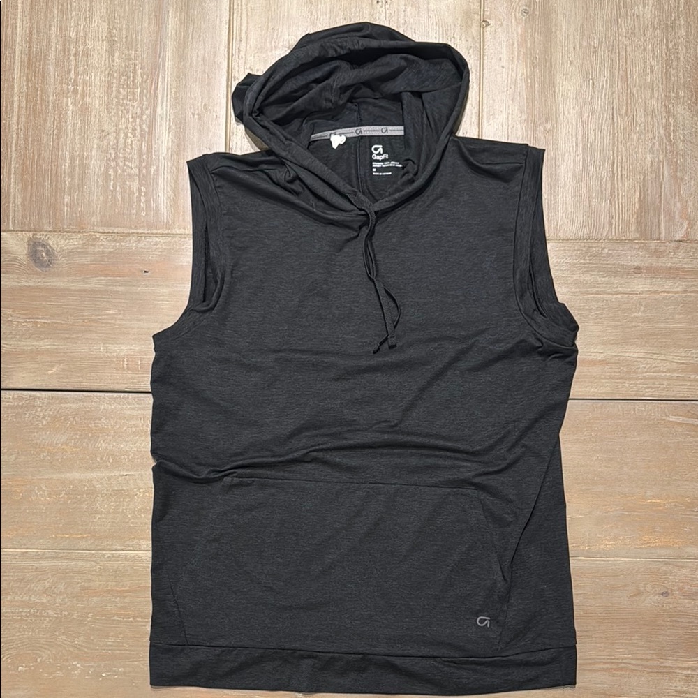 GapFit Black Sleeveless Muscle Workout Hoodie